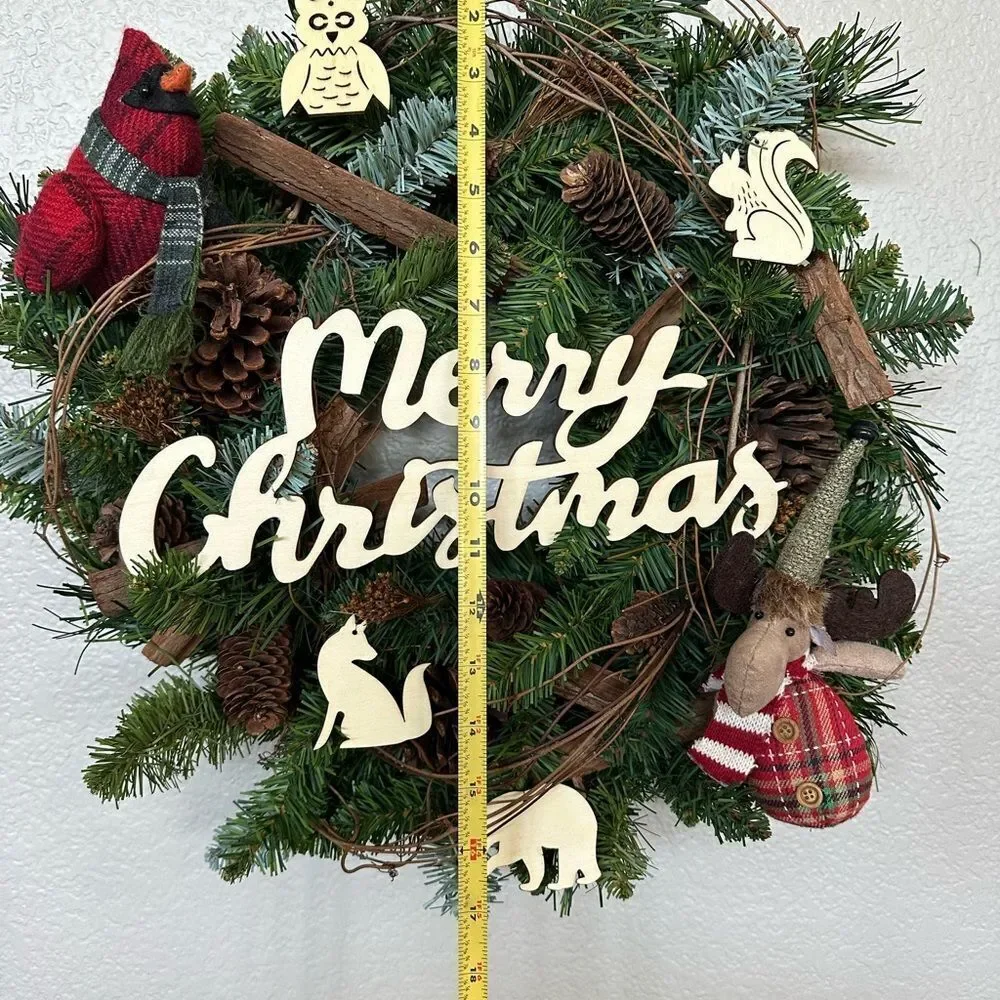 Christmas Woodlands Forest Animals Holiday Rustic Winter Wreath Decor
